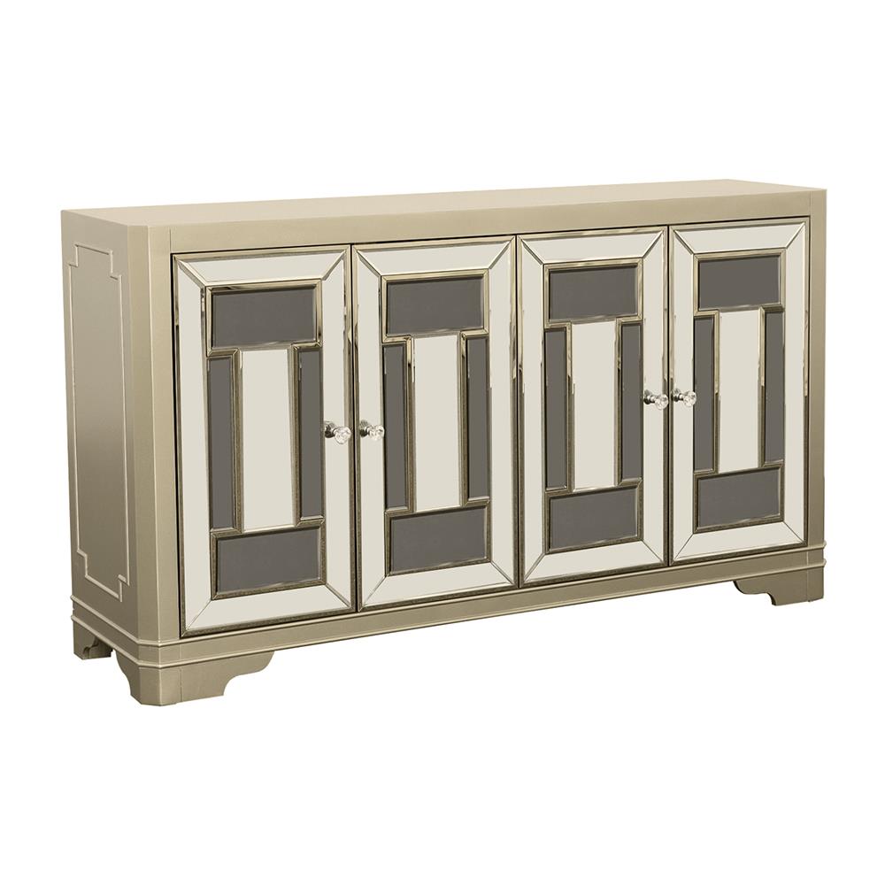 Toula Smoke/Champagne 4-Door Accent Cabinet