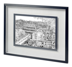 Tour of Europe III by Melissa Wang a Hand Embellished Textured Framed Art Print Matted under Glass by Mercana at Eve Furniture