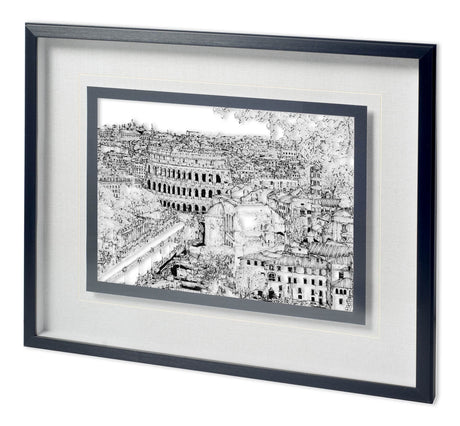 Tour of Europe III by Melissa Wang a Hand Embellished Textured Framed Art Print Matted under Glass by Mercana at Eve Furniture