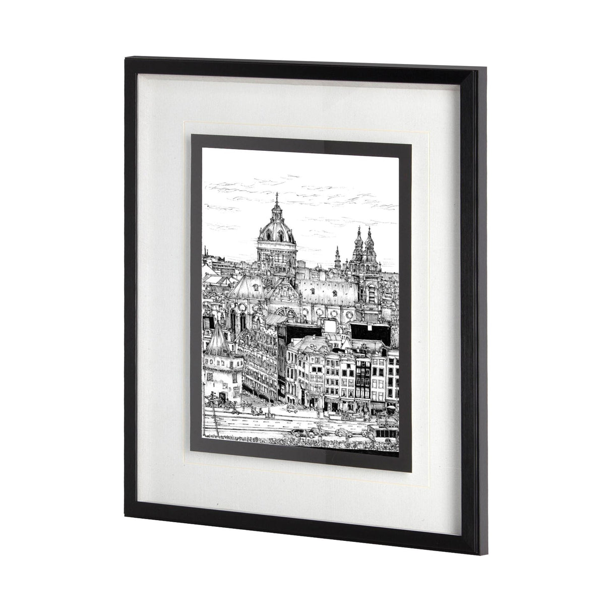 Tour of Europe V by Melissa Wang a Hand Embellished Textured Framed Art Print Matted under Glass by Mercana at Eve Furniture