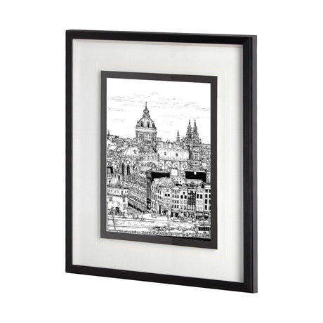 Tour of Europe V by Melissa Wang a Hand Embellished Textured Framed Art Print Matted under Glass by Mercana at Eve Furniture