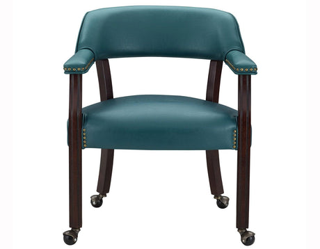 Tournament Arm Chair w/Casters, Teal by Steve Silver at Eve Furniture