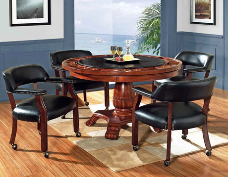 Tournament Game Table and Chairs, 6-Piece, Black(Table & 4 Side Chairs) by Steve Silver at Eve Furniture