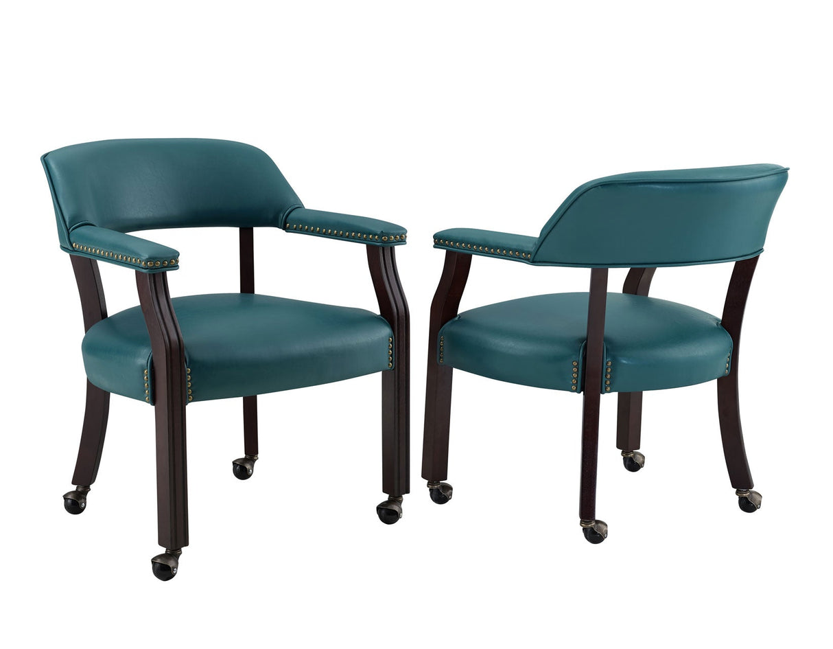 Tournament Game Table and Chairs,  6 Piece, Teal(Table & 4 Captains Chairs)