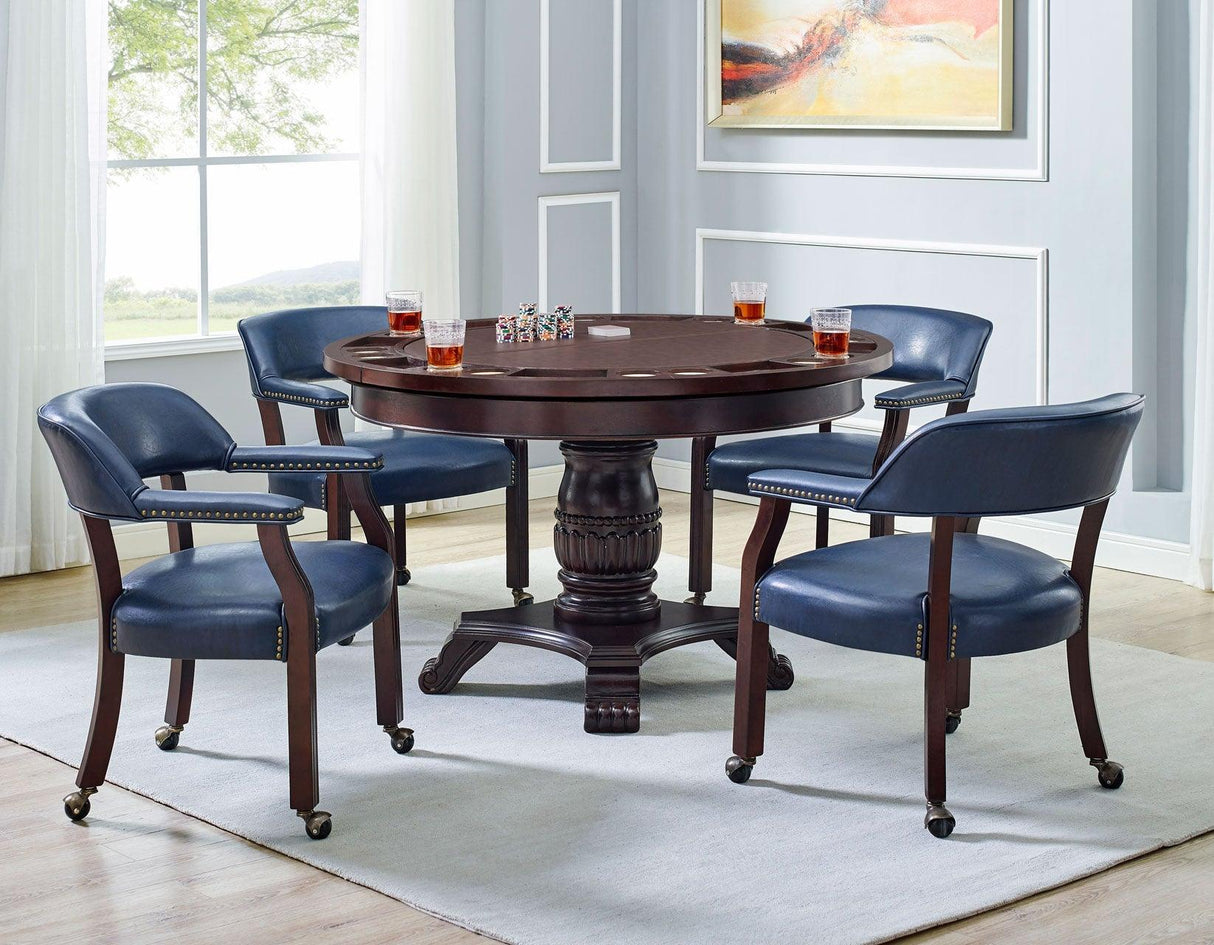 Tournament Arm Chair w/Casters, Navy by Steve Silver at Eve Furniture