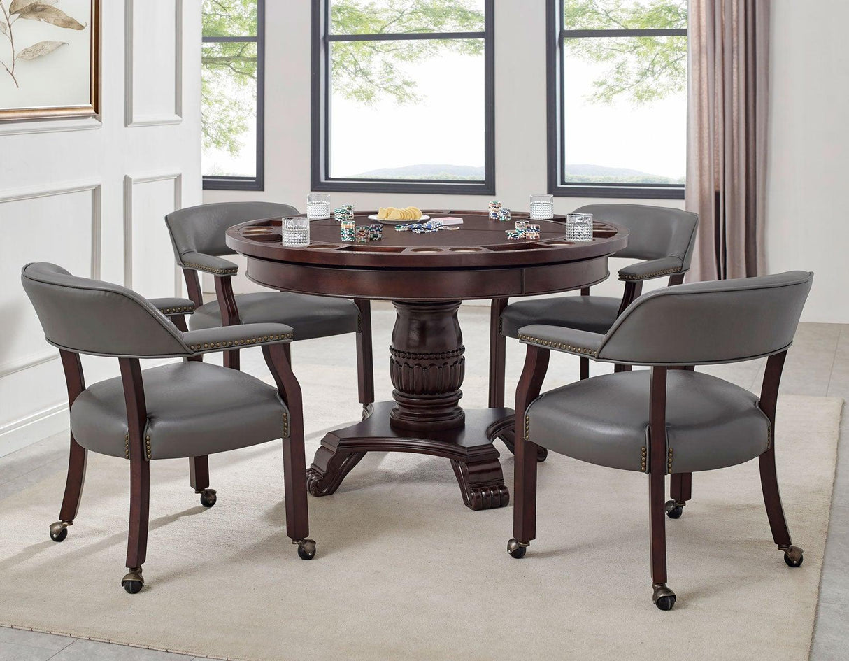 Tournament Game Table and Chairs, 6-Piece, Gray(Table & 4 Chairs) by Steve Silver at Eve Furniture