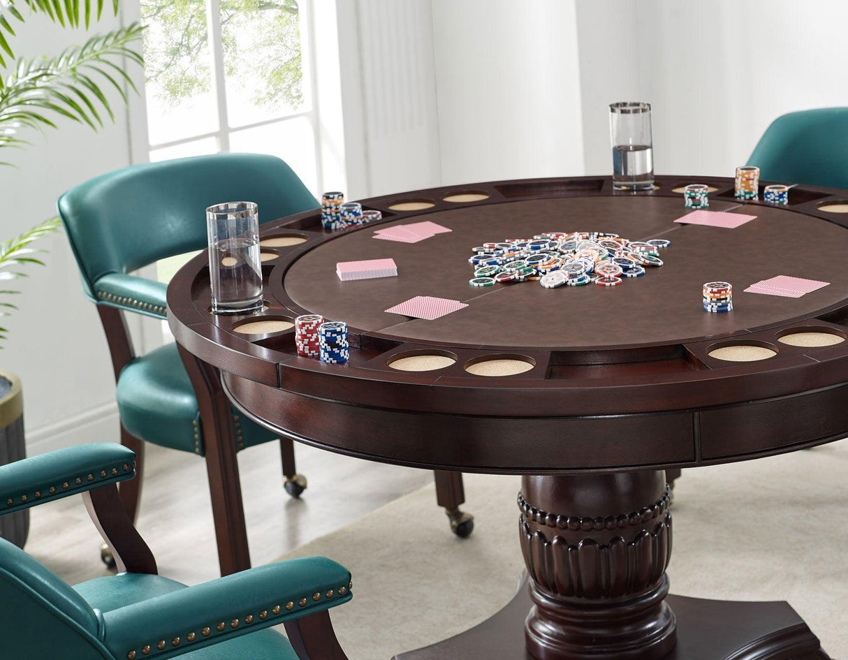 Tournament Game Table and Chairs, 6 Piece, Teal(Table & 4 Captains Chairs) by Steve Silver at Eve Furniture
