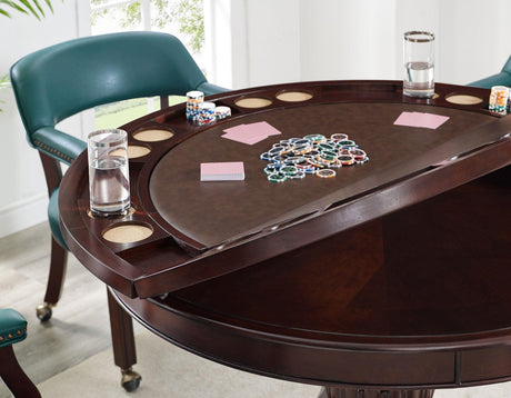 Tournament Game Table and Chairs, 6 Piece, Teal(Table & 4 Captains Chairs) by Steve Silver at Eve Furniture