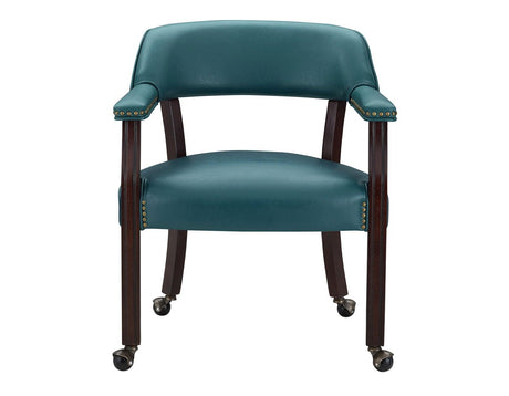 Tournament Game Table and Chairs, 6 Piece, Teal(Table & 4 Captains Chairs) by Steve Silver at Eve Furniture