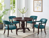 Tournament Game Table and Chairs, 6 Piece, Teal(Table & 4 Captains Chairs) by Steve Silver at Eve Furniture