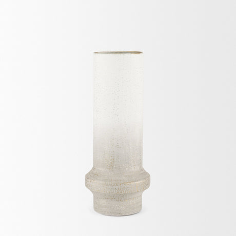Tovah Medium Textured White w/ Gold Metal Vase by Mercana at Eve Furniture