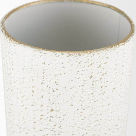 Tovah Medium Textured White w/ Gold Metal Vase by Mercana at Eve Furniture