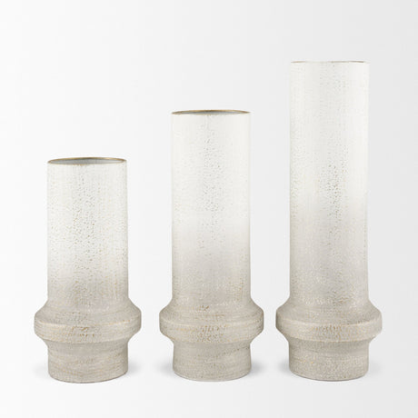 Tovah Medium Textured White w/ Gold Metal Vase by Mercana at Eve Furniture
