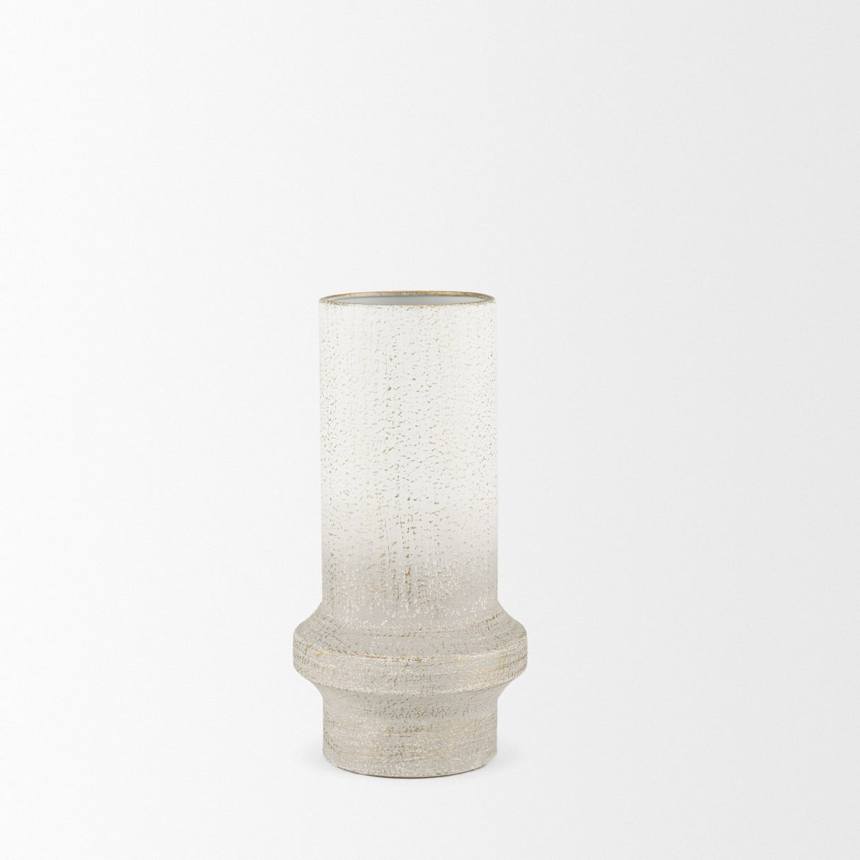 Tovah Small Textured White w/ Gold Metal Vase by Mercana at Eve Furniture