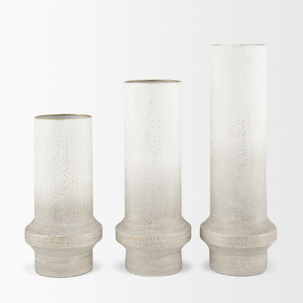Tovah Small Textured White w/ Gold Metal Vase by Mercana at Eve Furniture