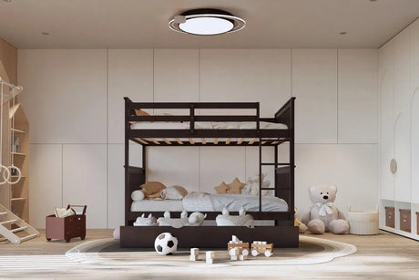 Tower Espresso Full/Full Bunk Bed w/Twin Trundle by Happy Homes at Eve Furniture