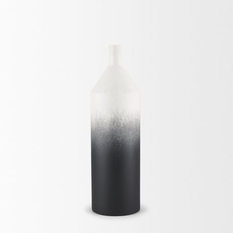 Townley Small White w/ Black Ombre Metal Vase by Mercana at Eve Furniture