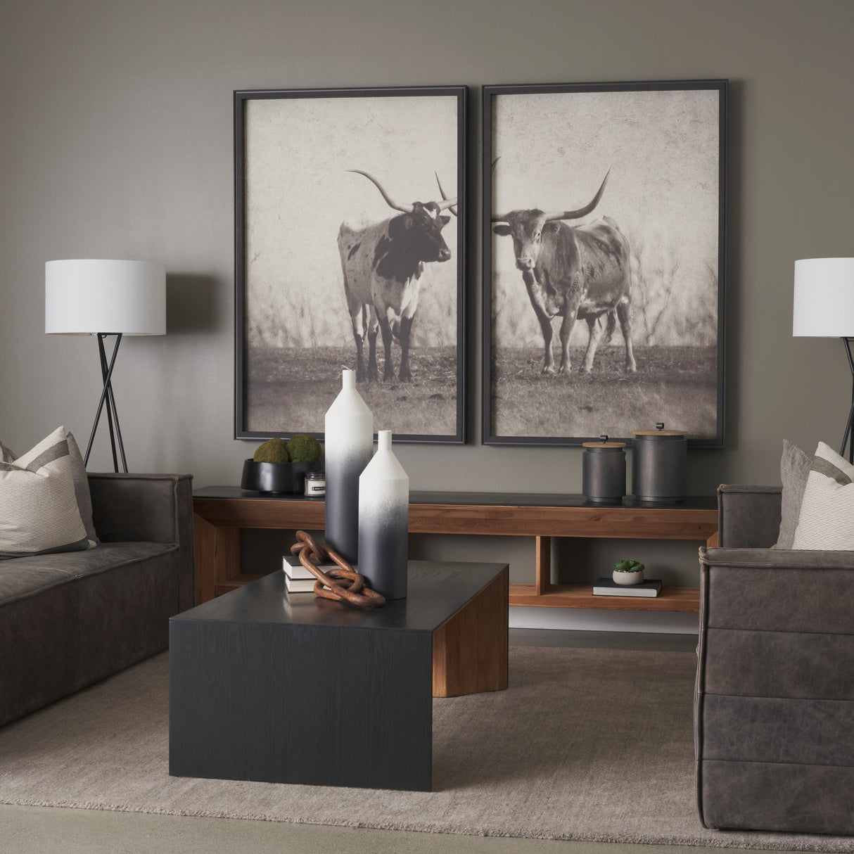 Townley Small White w/ Black Ombre Metal Vase by Mercana at Eve Furniture