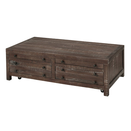 Townsend Solid Wood Castered Coffee Table in Java by Modus Furniture at Eve Furniture