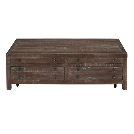 Townsend Solid Wood Castered Coffee Table in Java by Modus Furniture at Eve Furniture