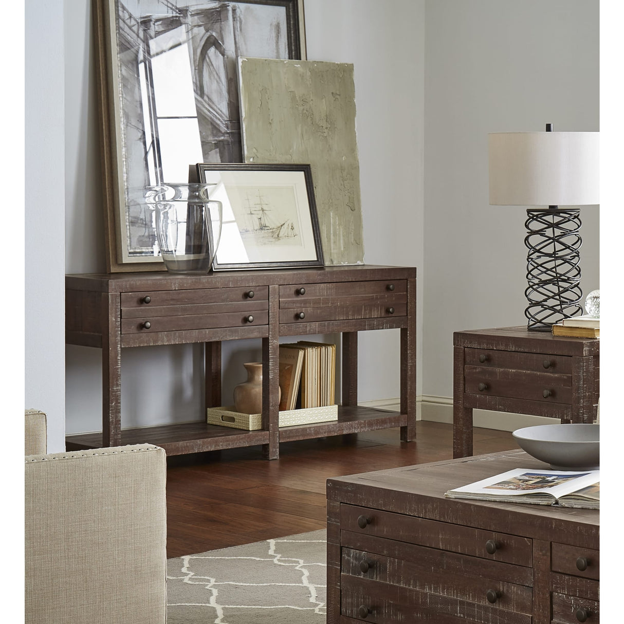 Townsend Solid Wood Console Table in Java by Modus Furniture at Eve Furniture