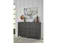 Townsend Solid Wood Eight Drawer Dresser in Gunmetal by Modus Furniture at Eve Furniture