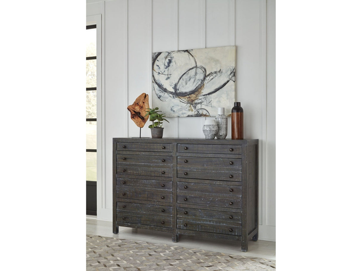 Townsend Solid Wood Eight Drawer Dresser in Gunmetal by Modus Furniture at Eve Furniture