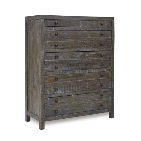 Townsend Solid Wood Five Drawer Chest in Gunmetal by Modus Furniture at Eve Furniture