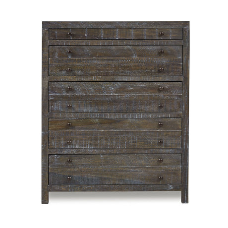 Townsend Solid Wood Five Drawer Chest in Gunmetal by Modus Furniture at Eve Furniture