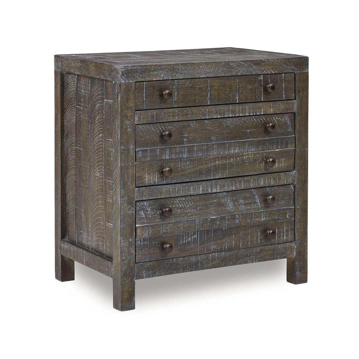 Townsend Solid Wood Three Drawer Nighstand in Gunmetal by Modus Furniture at Eve Furniture