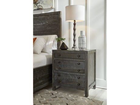 Townsend Solid Wood Three Drawer Nighstand in Gunmetal by Modus Furniture at Eve Furniture