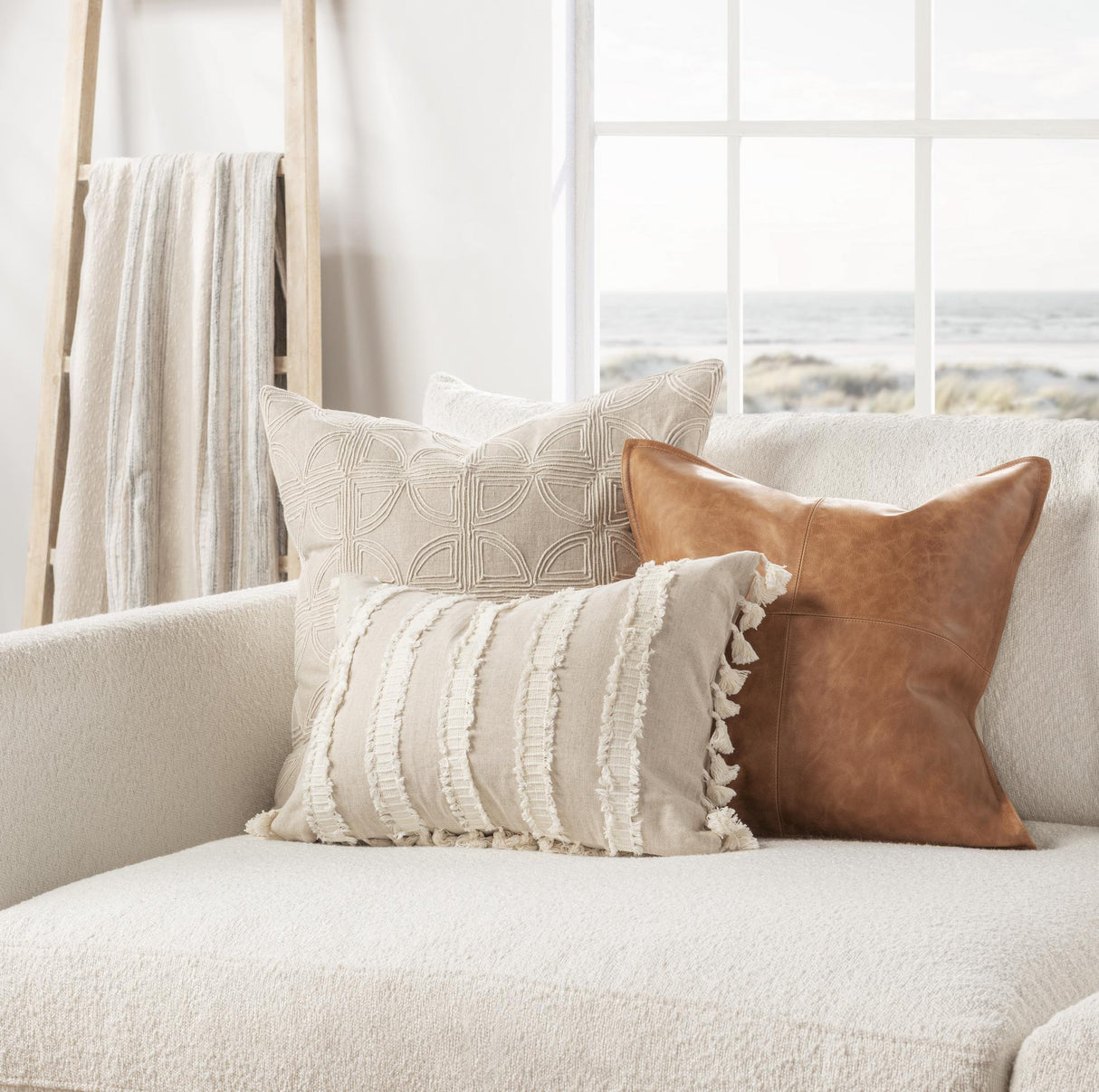 TQ Edisto Natural/Ivory Multiple Sizes Throw Pillow (Set of 2) by Classic Home at Eve Furniture