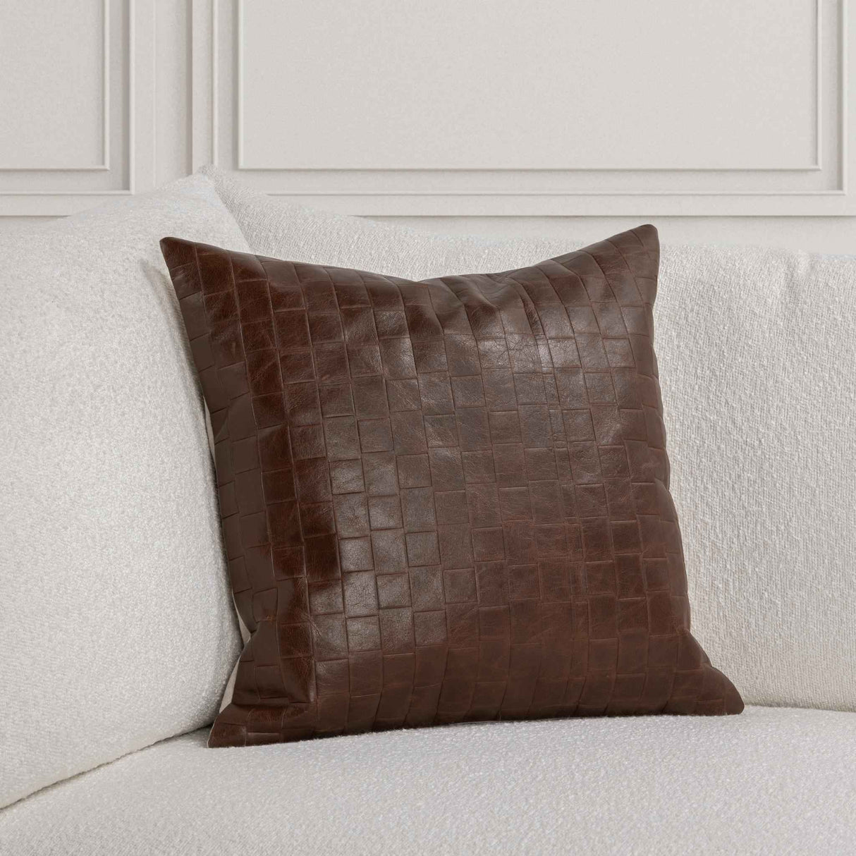 TQ Leather Seston Brown 20x20 Throw Pillow (Set of 2) by Classic Home at Eve Furniture