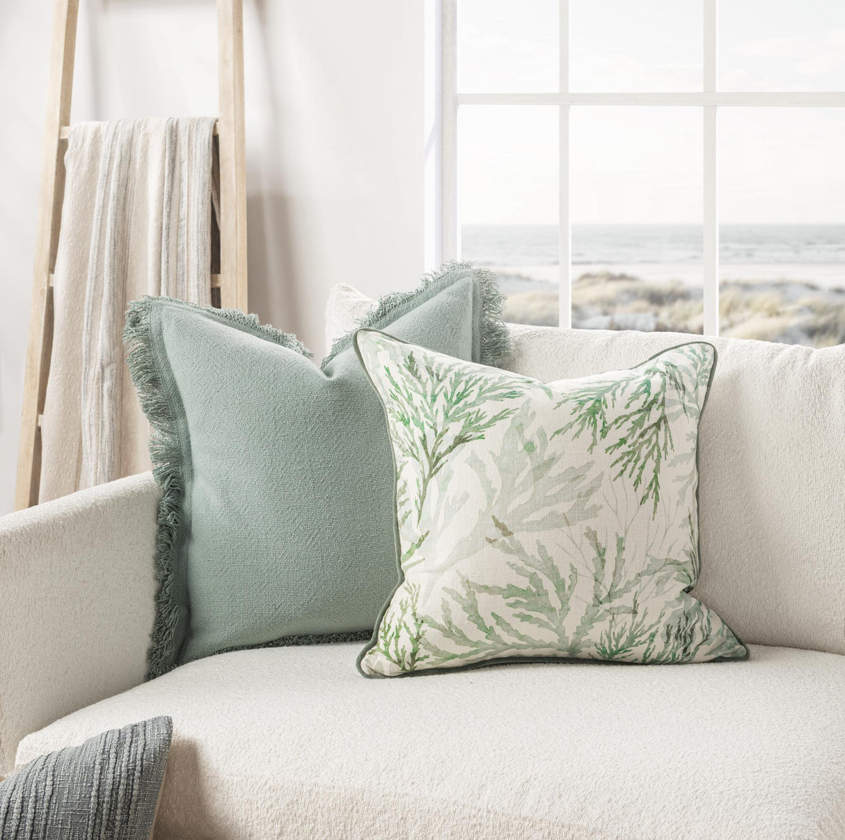 TQ Lessonia Green 22x22 Throw Pillow (Set of 2) by Classic Home at Eve Furniture
