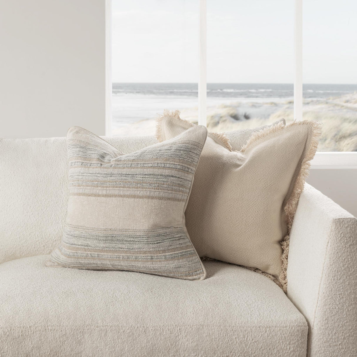 TQ Rockport Ivory Multi Multiple Sizes Throw Pillow (Set of 2) by Classic Home at Eve Furniture