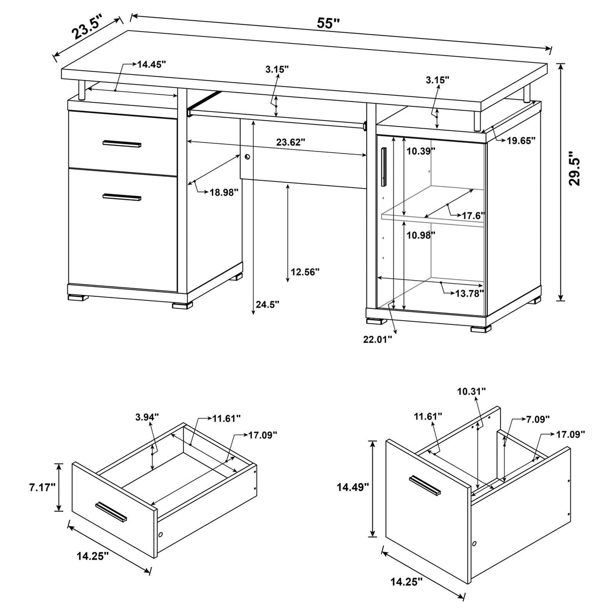 Tracy Cappuccino 2-Drawer Computer Desk