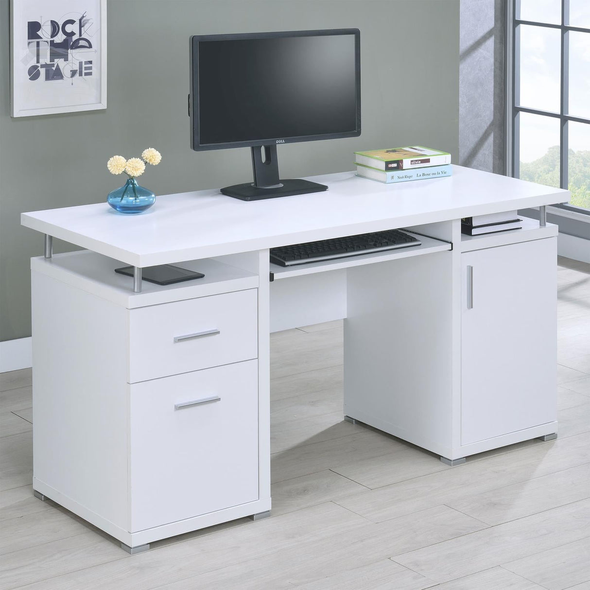 Tracy White 2-Drawer Computer Desk