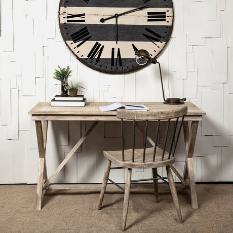 Tracy Natural X Frame Wood Office Desk by Mercana at Eve Furniture
