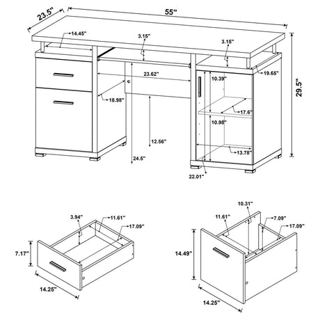 Tracy White 2-Drawer Computer Desk by Coaster at Eve Furniture