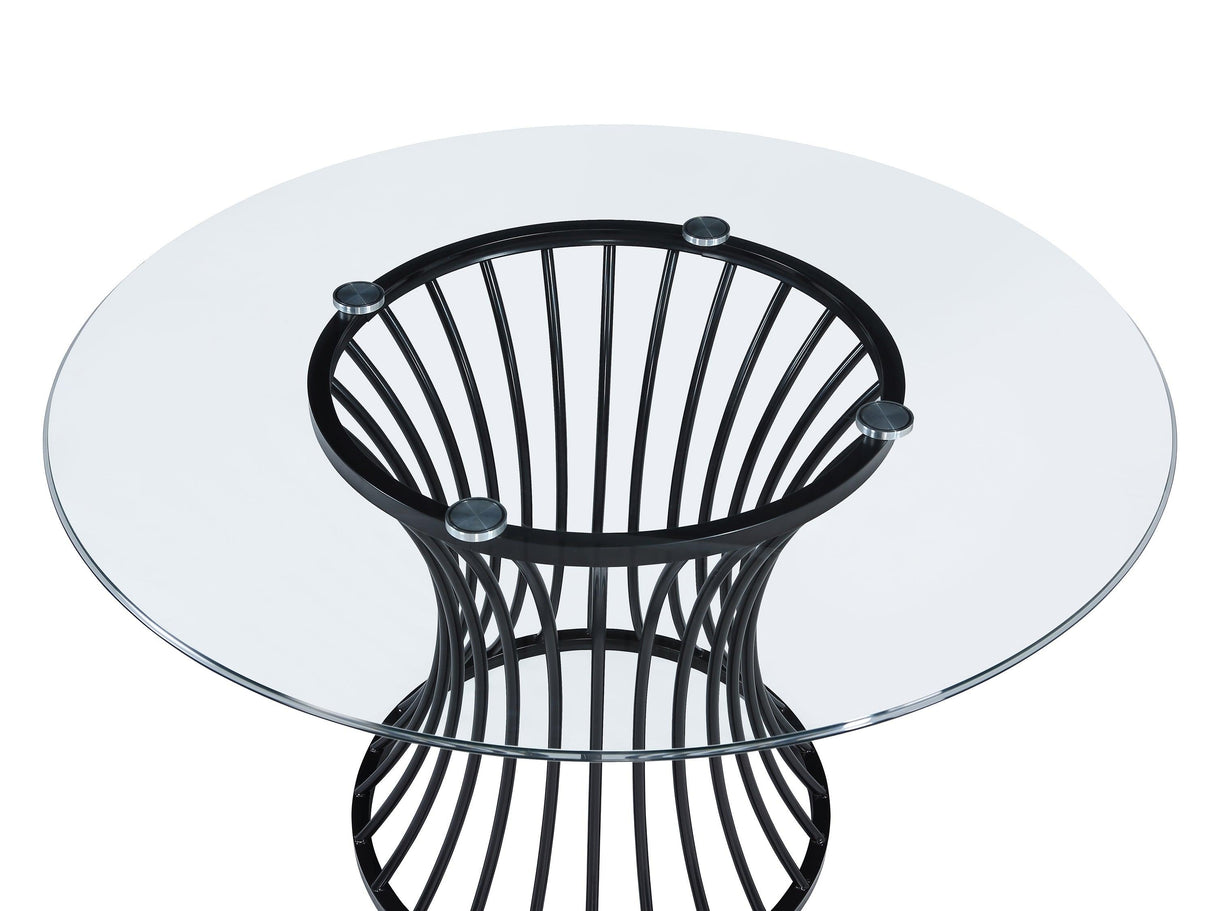 Tracy Black Round Glass Top Table by Crown Mark at Eve Furniture