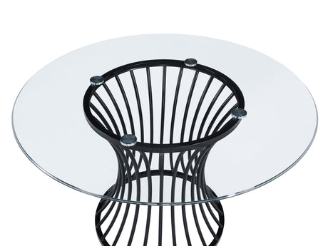 Tracy Black Round Glass Top Table by Crown Mark at Eve Furniture