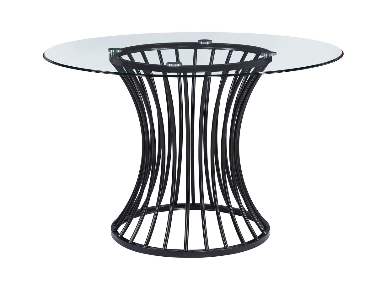 Tracy Black Round Glass Top Table by Crown Mark at Eve Furniture