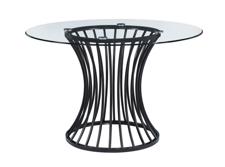 Tracy Black Round Glass Top Table by Crown Mark at Eve Furniture