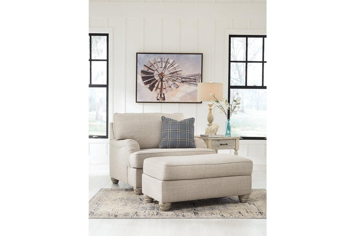 Traemore Linen Sofa, Oversized Chair and Ottoman by Ashley at Eve Furniture