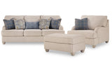 Traemore Linen Sofa, Oversized Chair and Ottoman by Ashley at Eve Furniture