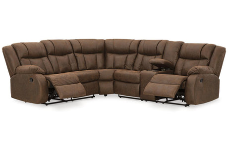 Trail Boys Walnut 2-Piece Reclining Sectional by Ashley at Eve Furniture
