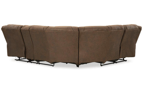 Trail Boys Walnut 2-Piece Reclining Sectional by Ashley at Eve Furniture
