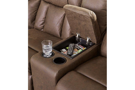 Trail Boys Walnut 2-Piece Reclining Sectional by Ashley at Eve Furniture