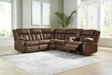 Trail Boys Walnut 2-Piece Reclining Sectional by Ashley at Eve Furniture