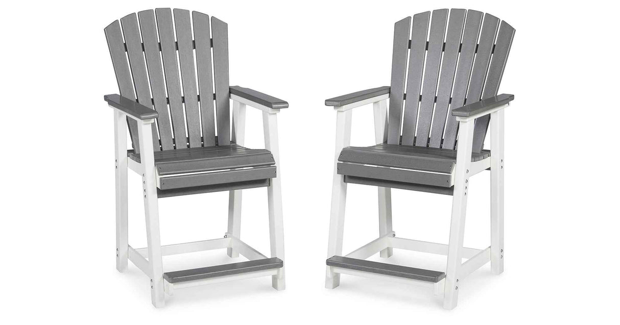 Transville Gray/White Outdoor Counter Height Barstool by Ashley at Eve Furniture